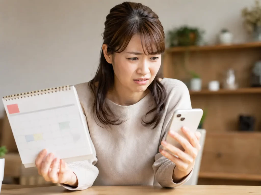 急な予定変更で困っている女性